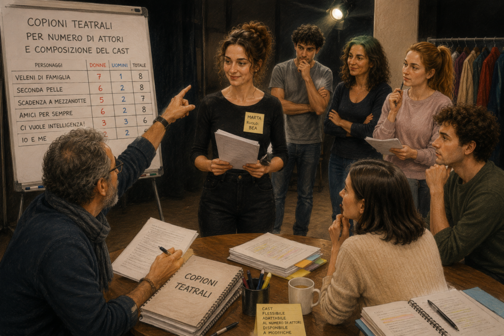 Copioni teatrali per numero di attori e composizione del cast.